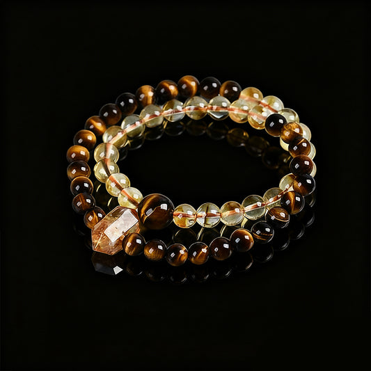 Natural Citrine & Tiger Eye Double-Wrap Bracelet – Wealth & Prosperity