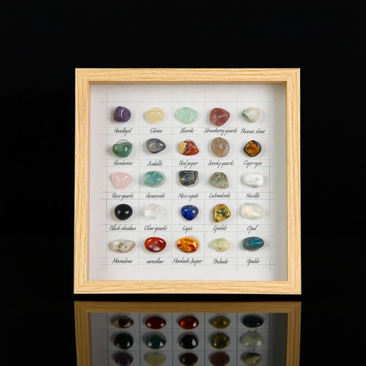 25-Color Polished Rainbow Crystal Raw Stone Frame