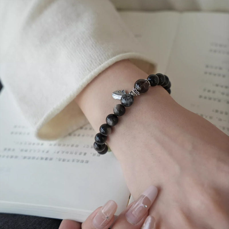 Yunxiao Silver Obsidian & Hetian Jade Smoky Quartz Bracelet