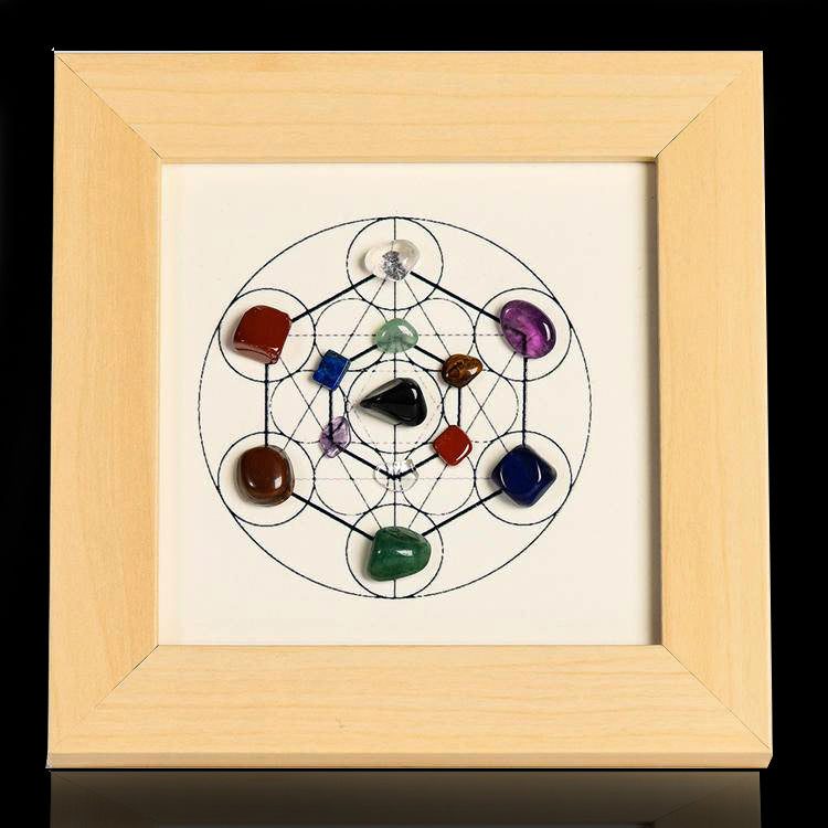 Metatron’s Cube Hexagon Crystal Frame – Natural Stone Art