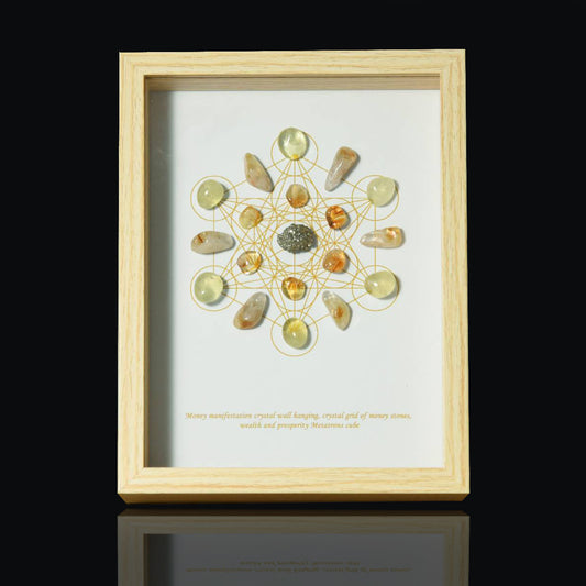 Metatron Crystal Grid Frame – Wire Wrapped Yellow Crystal Bar