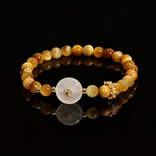 Natural Golden Tiger Eye & Jade Bracelet – Protection & Prosperity