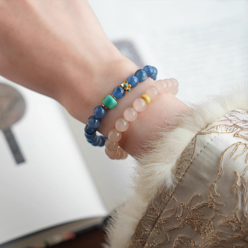 Original Chinese-Style Bracelet – Kyanite & Turquoise for Serenity & Fortune