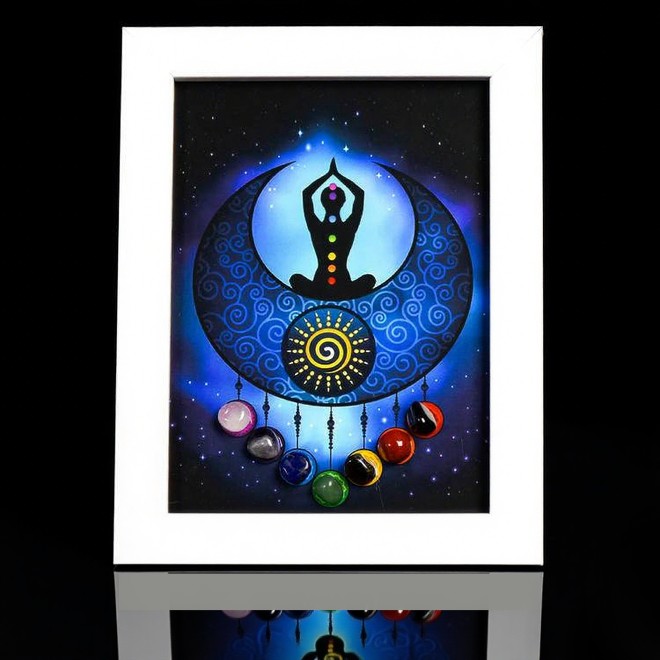 Seven Chakra Crystal Frame Cabinet (Human ,Sun & Moon)
