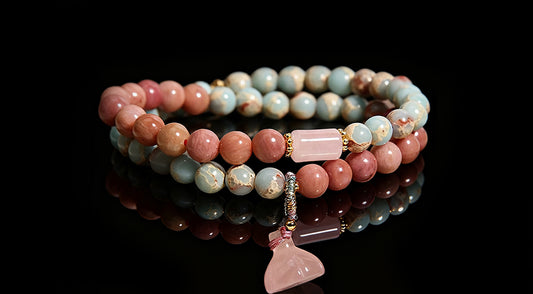 Shoushan & Red Vein Stone Double-Wrap Bracelet – Modern Luxury for Women