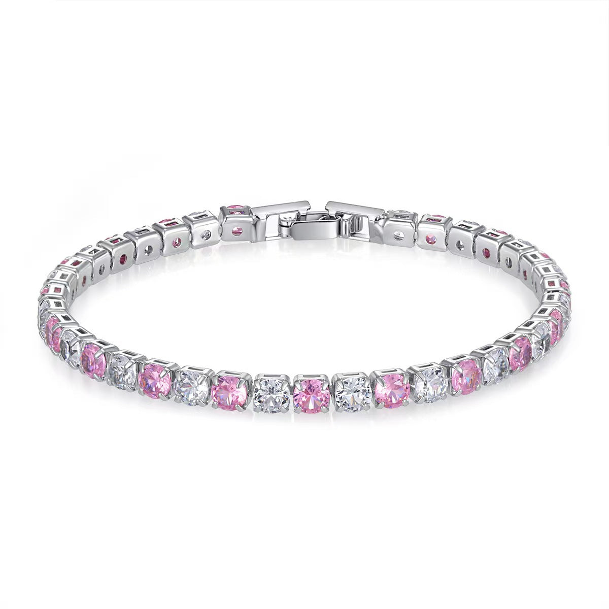 Colorful Zircon Tennis Bracelet Set – White Gold Finish