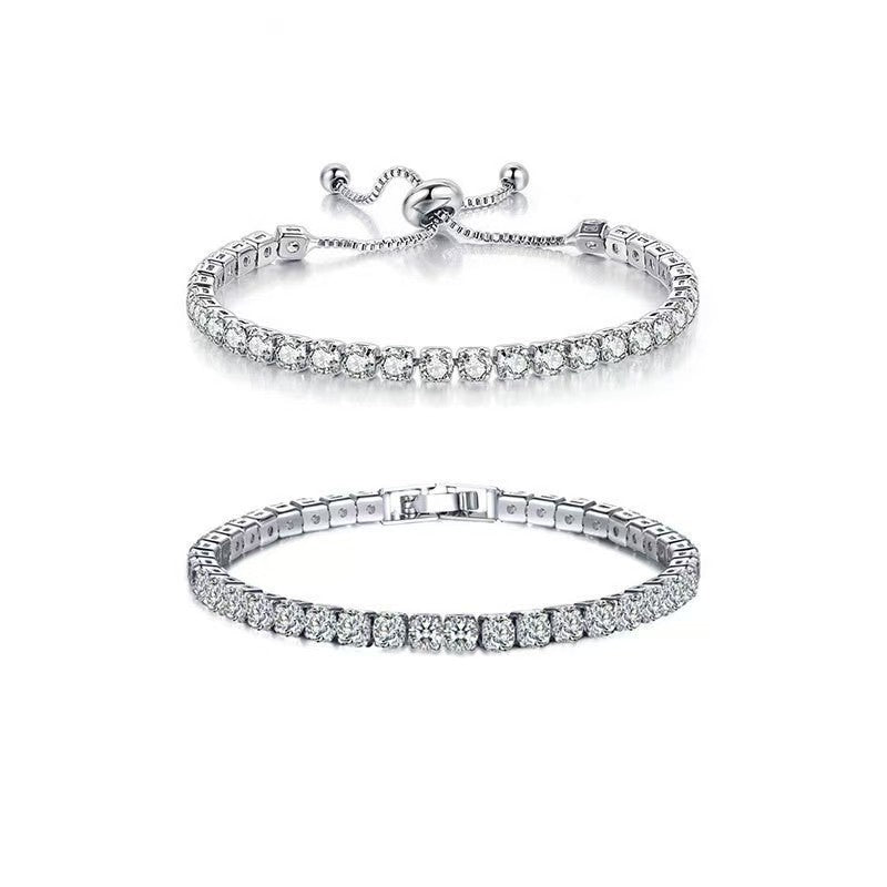 Colorful Zircon Tennis Bracelet Set – White Gold Finish