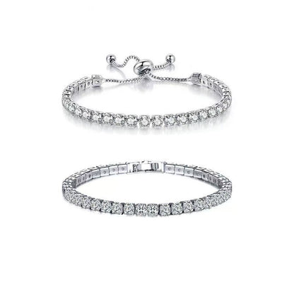 Colorful Zircon Tennis Bracelet Set – White Gold Finish