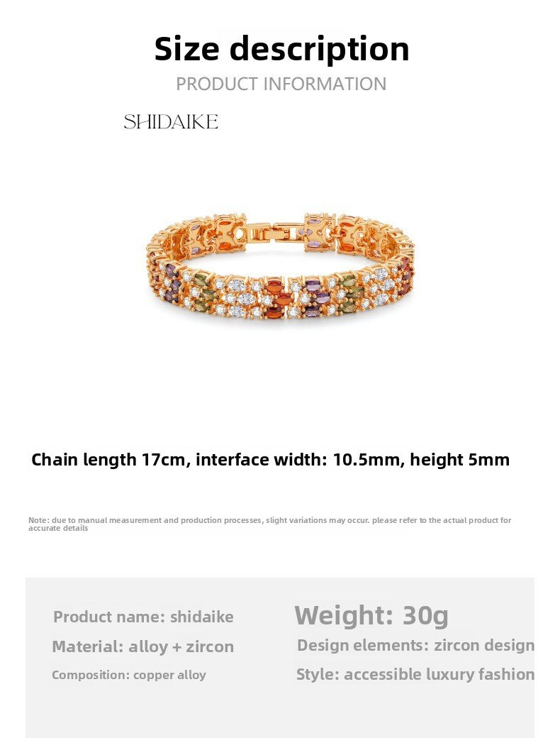 Colorful Zircon Inlaid Bracelet – Luxury Look