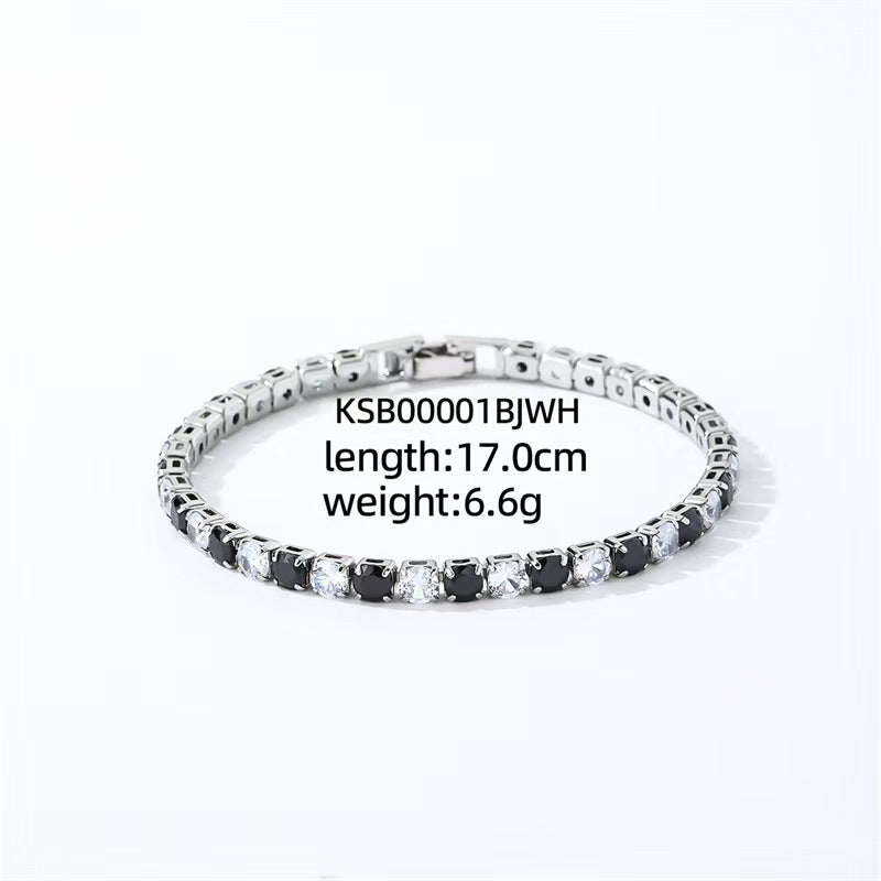 Colorful Zircon Tennis Bracelet Set – White Gold Finish