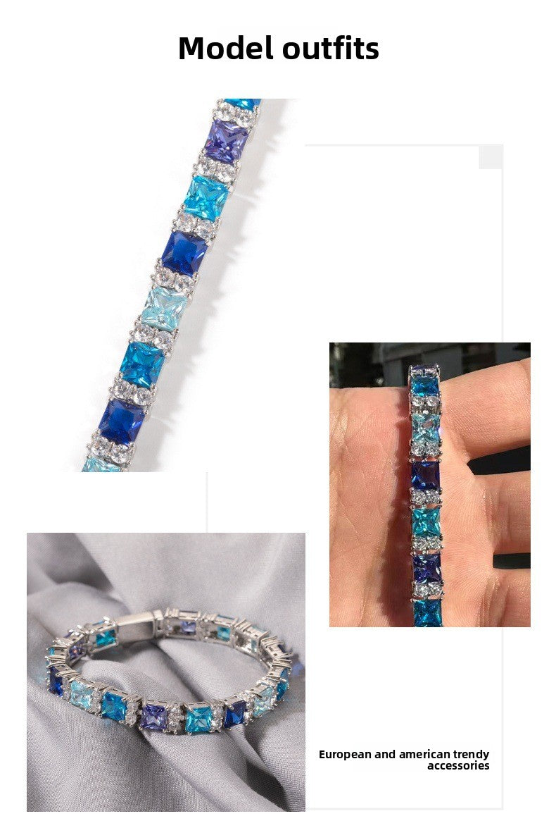 Blue Purple Gemstone Bracelet – Hip-Hop Style