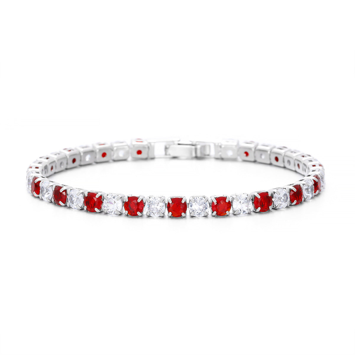 Colorful Zircon Tennis Bracelet Set – White Gold Finish