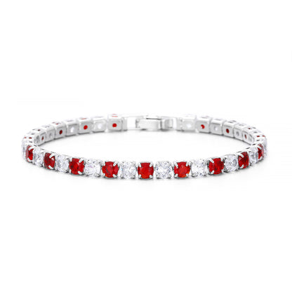 Colorful Zircon Tennis Bracelet Set – White Gold Finish