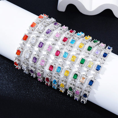 Cross Inlaid Colorful Zircon Bracelet