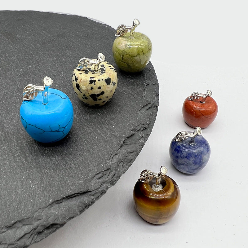Hot Selling Natural Crystal Agate Jade12Colorful Apple Small Ornaments Peaceful Christmas Gifts