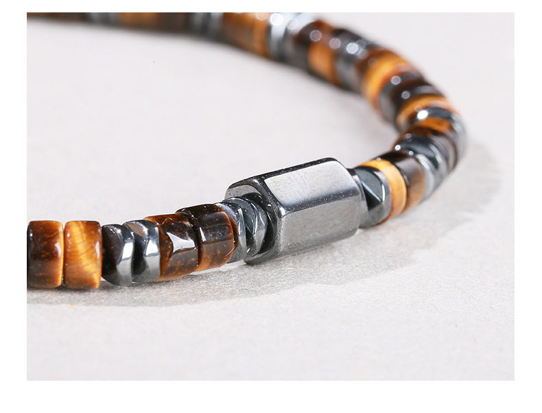 Black Stone & Yellow Tiger Eye Bracelet – Unisex