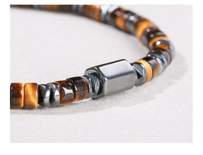 Black Stone & Yellow Tiger Eye Bracelet – Unisex