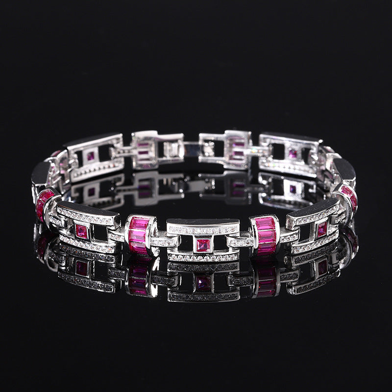 Square Ruby Cloisonné Bracelet – Luxury Style