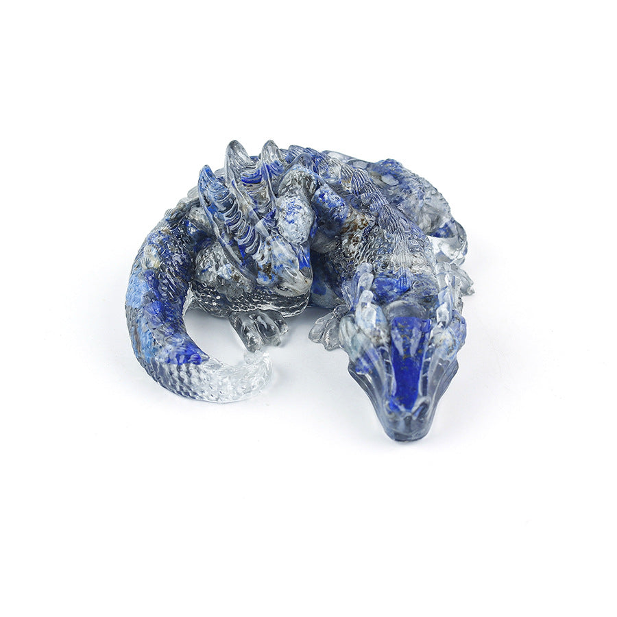 Donghai County Natural Crystal White Crystal Sleeping Dragon Lying Dragon Amethyst Glass-like Office Resin Crystal Ornament