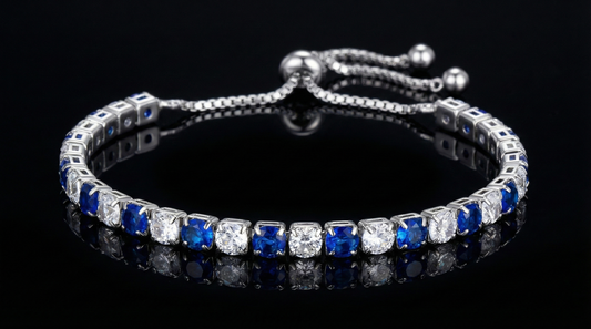 Colorful Zircon Tennis Bracelet Set – White Gold Finish