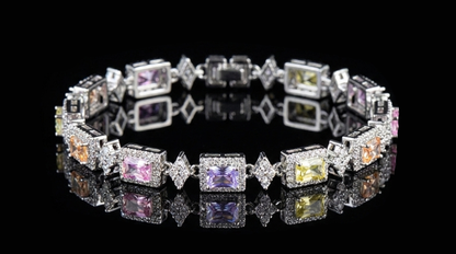 Cross Inlaid Colorful Zircon Bracelet