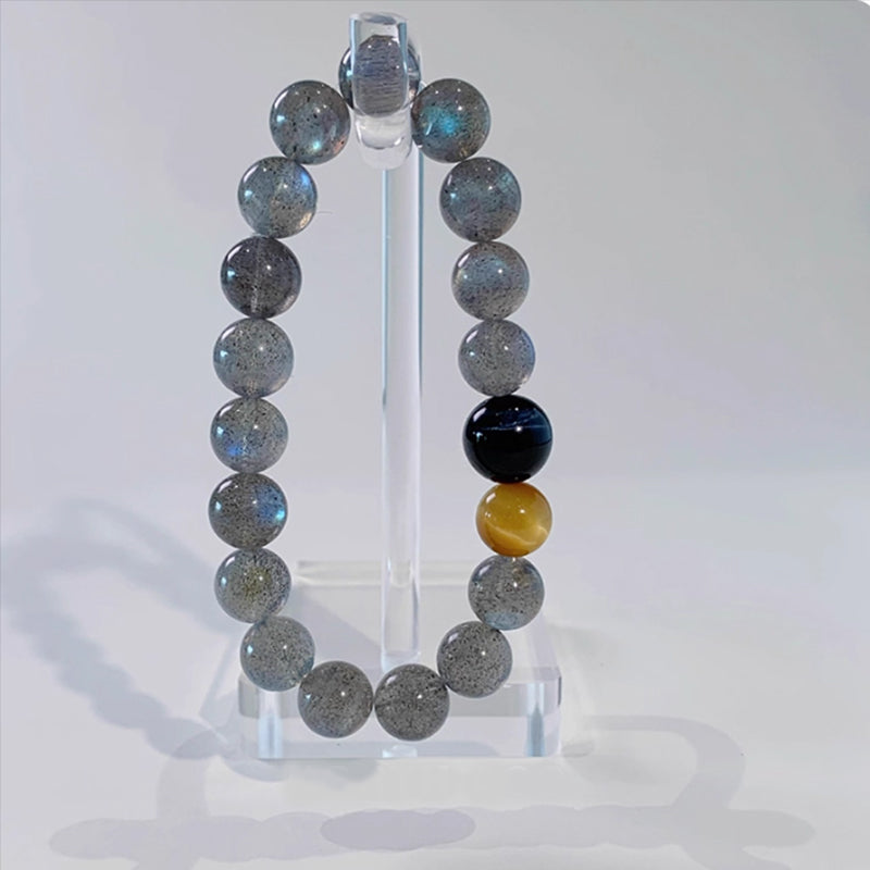 Elegant Crystal Bracelet – Gray Moonstone with Golden Tiger Eye