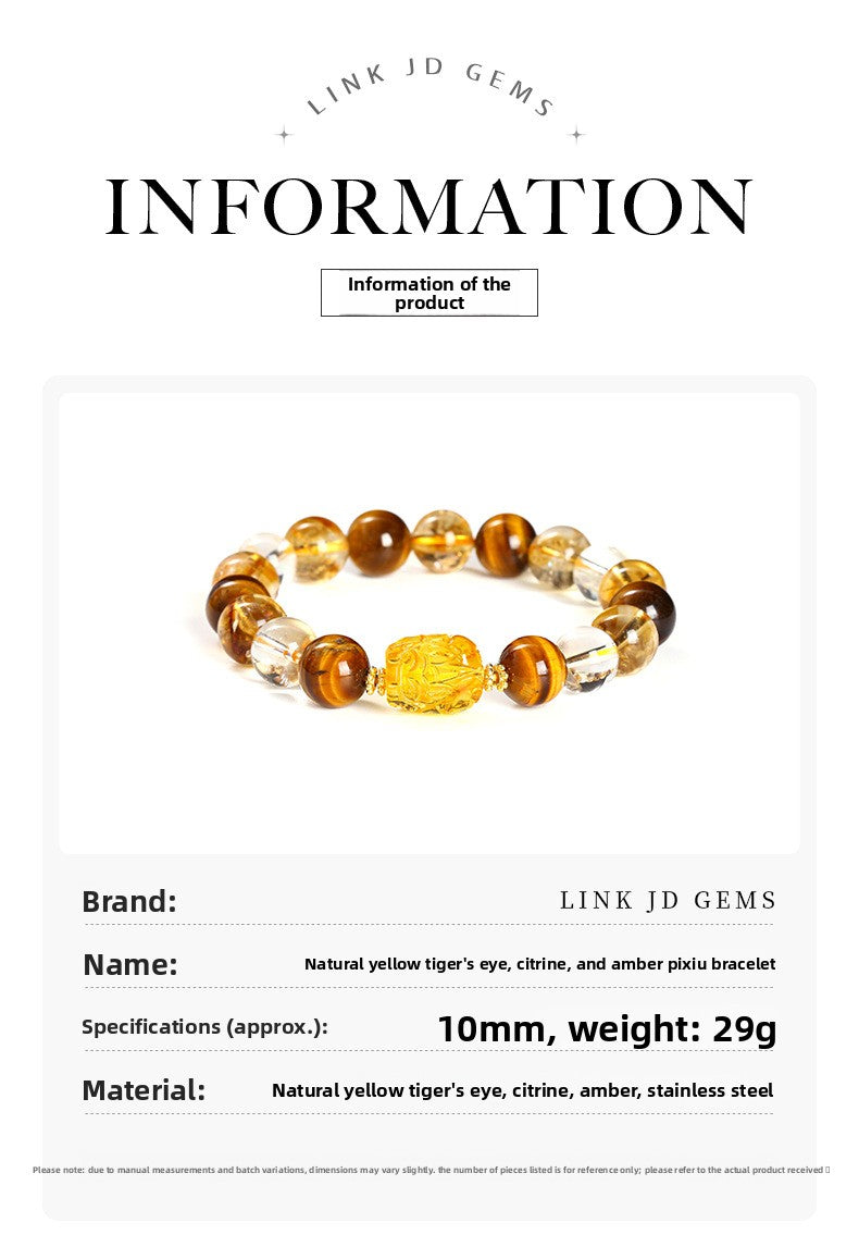 5A Yellow Tiger Eye Pixiu Bracelet – Wealth Style