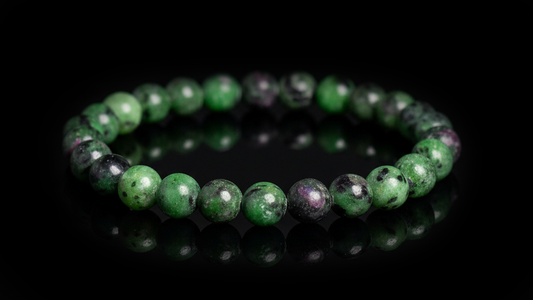 Ruby Forest,Natural Red & Green Tourmaline Bracelet 8mm