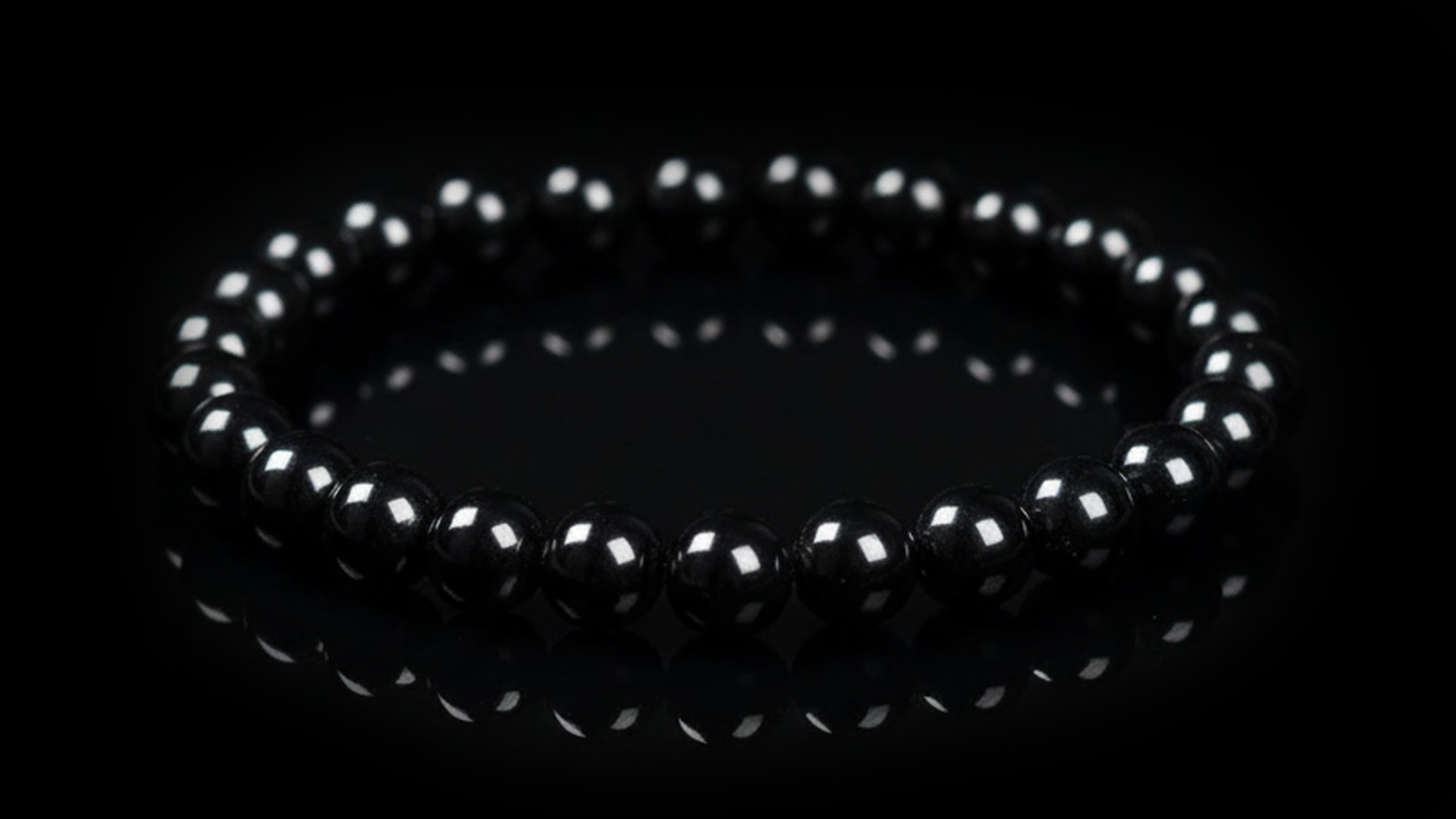 Obsidian Veil,Black Obsidian Energy Crystal Bead Bracelet 8mm