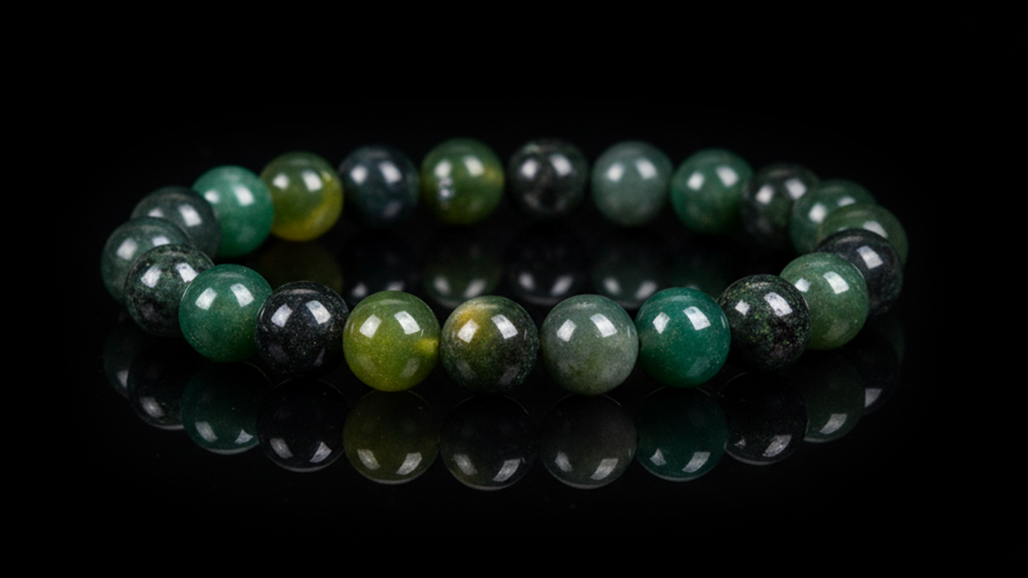 Natural Moss Agate Bracelet 8mm