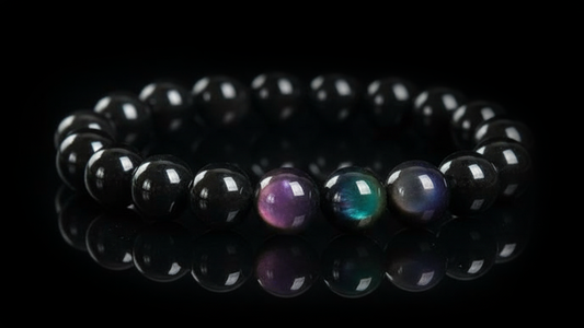 Natural Rainbow Obsidian Single Loop Bracelet 10mm