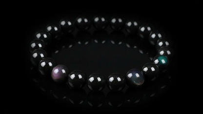 Natural Rainbow Obsidian Single Loop Bracelet 10mm