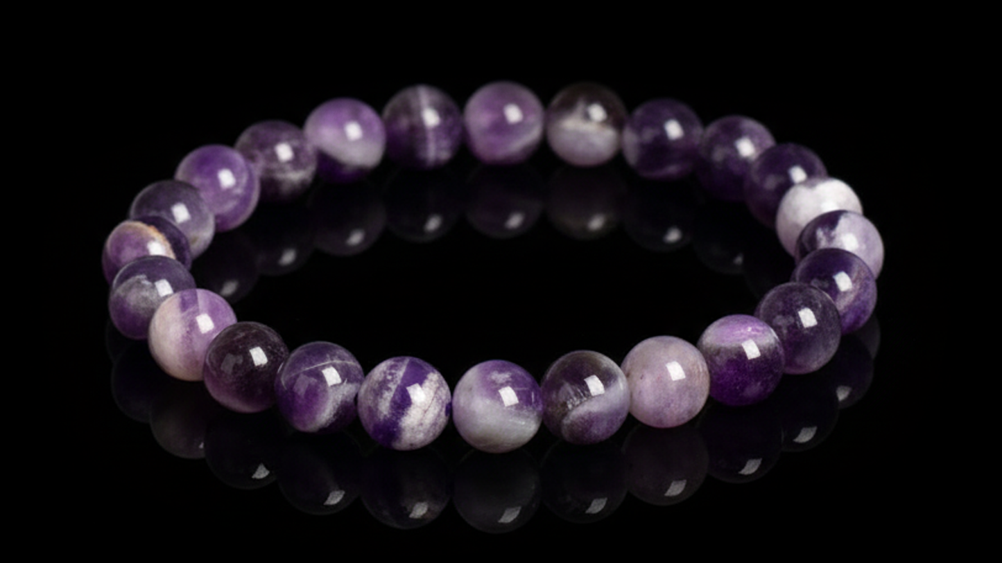 Amethyst Dream,Dreamy Amethyst Energy Crystal Bead Bracelet 8mm