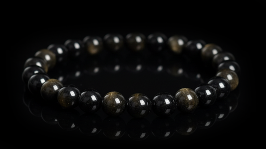 Radiant Eclipse,Gold Obsidian Energy Crystal Bead Bracelet 8mm
