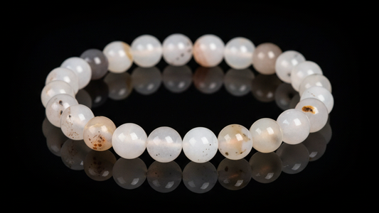 Moonlight Whisper,White Agate Energy Crystal Bead Bracelet 8mm