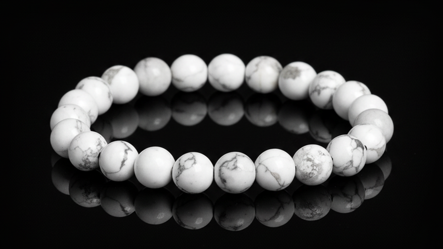 Snowfall Harmony,White Turquoise Energy Crystal Bead Bracelet 8mm