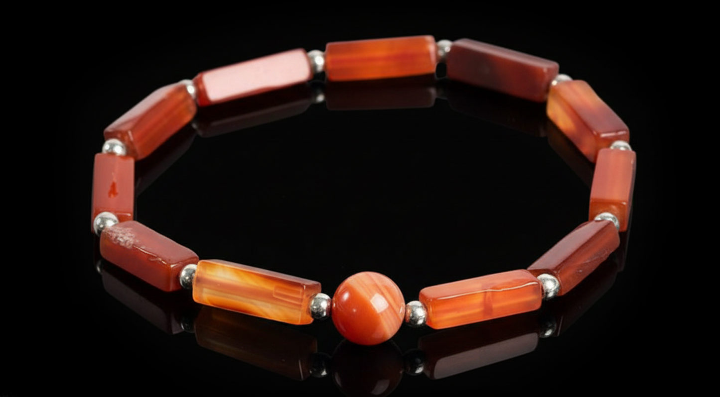 Square & Round Bead Leather Bracelet – Trendy Fashion