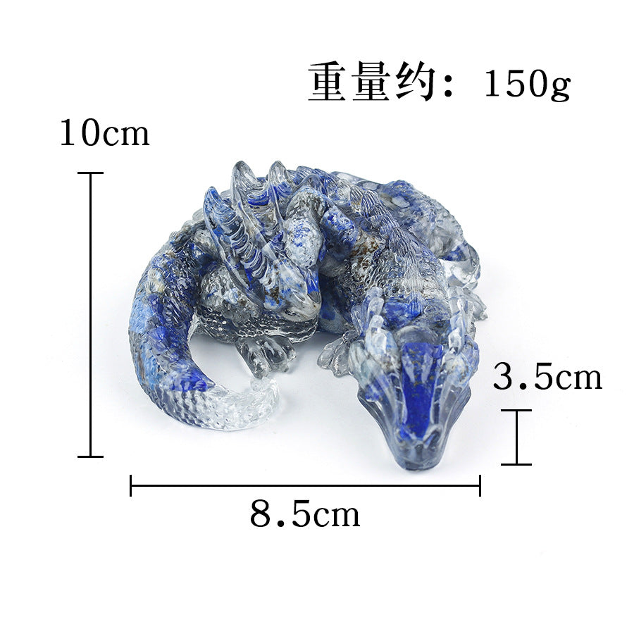Donghai County Natural Crystal White Crystal Sleeping Dragon Lying Dragon Amethyst Glass-like Office Resin Crystal Ornament
