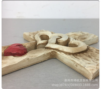 Hot Selling Creative Heart Cross Ornament for Home Study Room Living Room Dining Room Desktop Double Heart Decorative Ornament