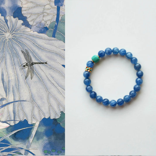 Original Chinese-Style Bracelet – Kyanite & Turquoise for Serenity & Fortune