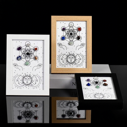 Metatron Hexagon Raw Crystal Frame/Sun & Moon Bee Frame