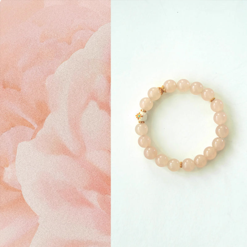 Original Chinese-Style Bracelet – Pink Chalcedony with Mammoth Ivory