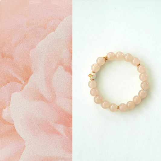 Original Chinese-Style Bracelet – Pink Chalcedony with Mammoth Ivory