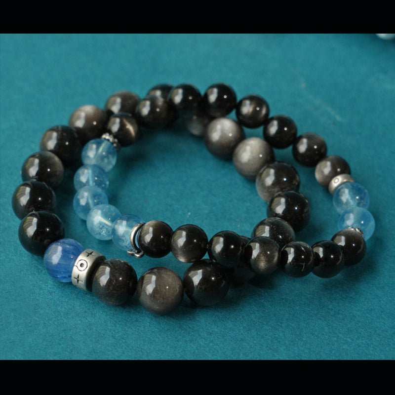 Obsidian & Blue Stone Bracelet – For Calm and Connection