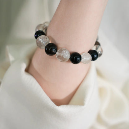 Natural White Quartz & Agate Bracelet – Serenity & Balance