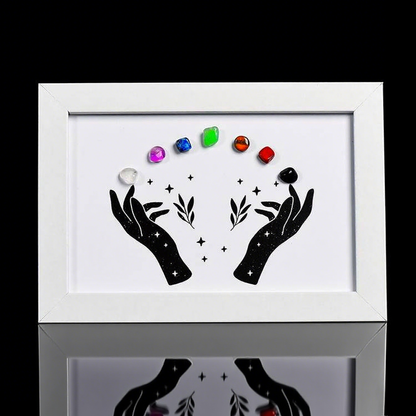 Seven Chakras Crystal Hands Frame – Rainbow Raw Stones