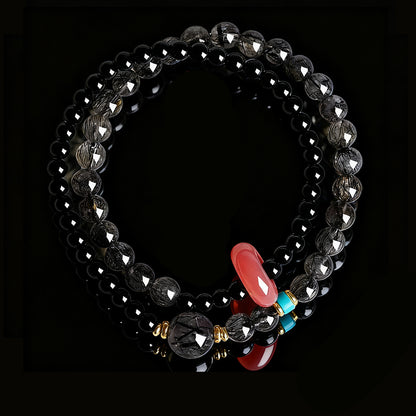 Natural Strawberry Quartz Fortune Bead Bracelet – Twin-Strand Design