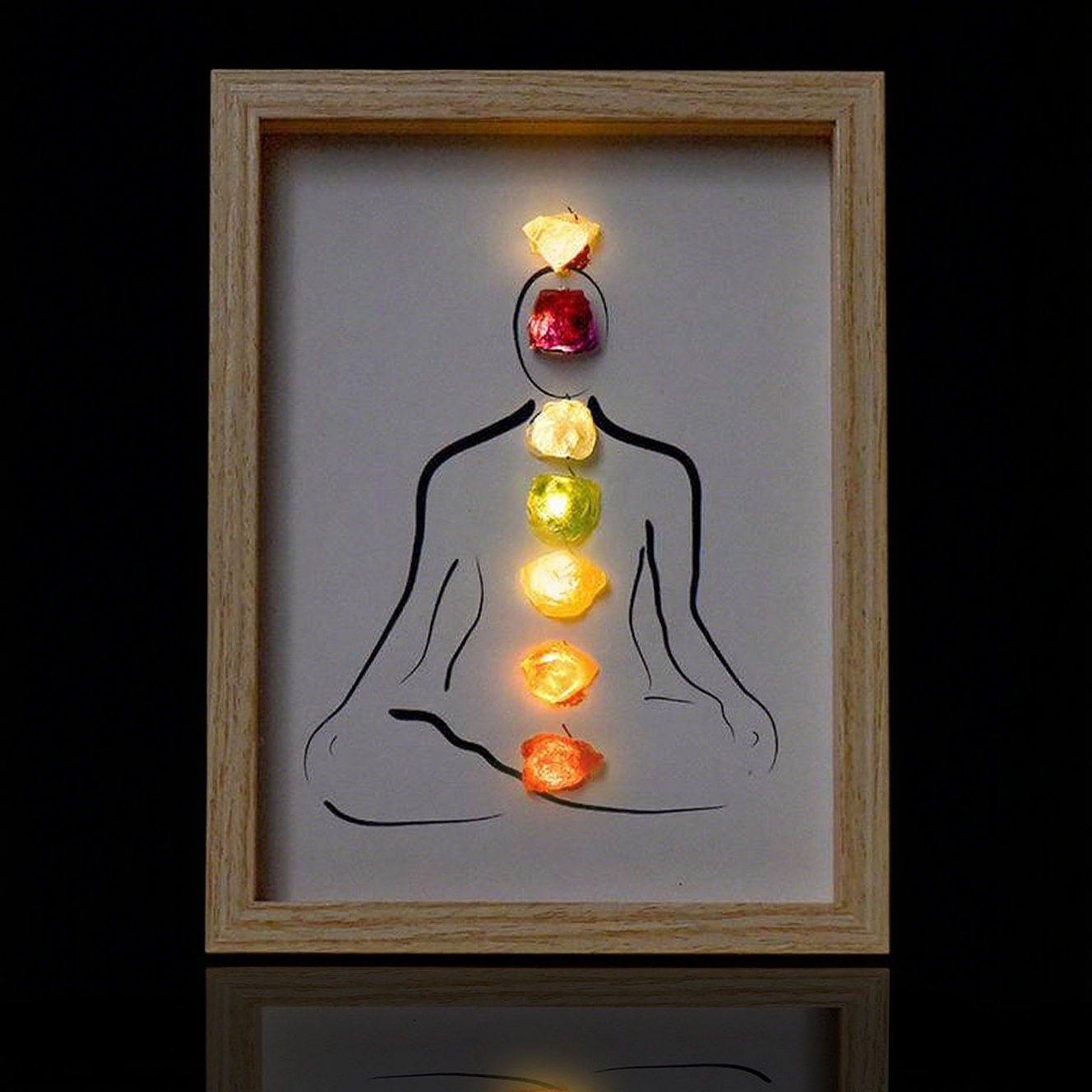 Classic Raw Chakra Crystal Frame with Light – Seven Chakras Stones