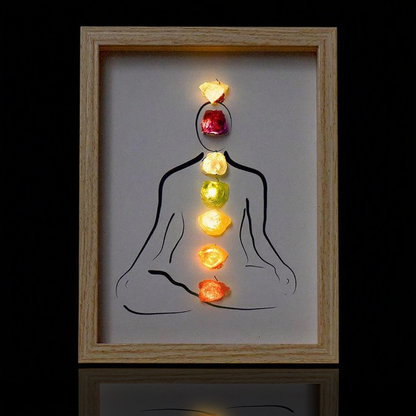 Classic Raw Chakra Crystal Frame with Light – Seven Chakras Stones