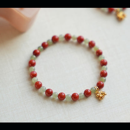 Natural Jade & South Red Agate Bracelet – Dual Dream of Balance